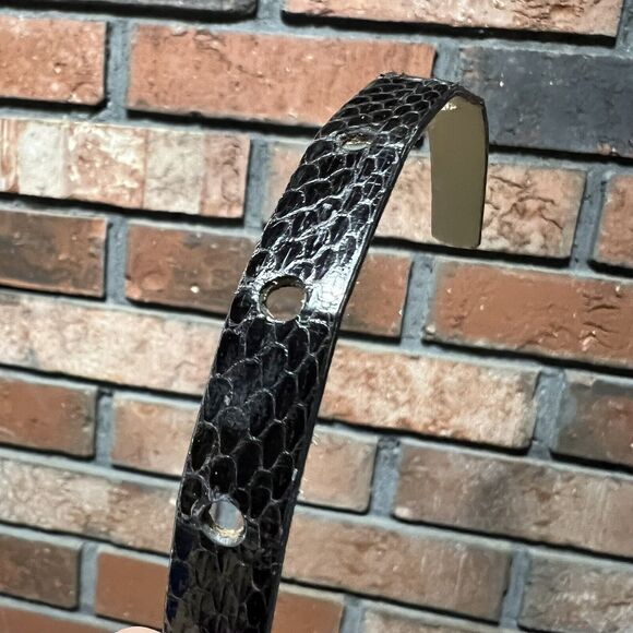 Stanley Blacker Snakeskin Belt Black with Snake Head Buckle Clasp Vintage - Picture 5 of 9